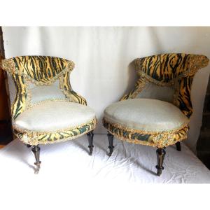 Pair Of Napoleon III Fireside Chairs