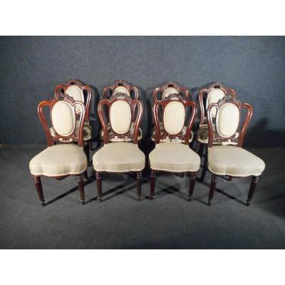 Series Of 8 Chairs Mahogany From Cuba XIXth