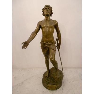 Grand Bronze "david" XIXth Century Signed Adrien Etienne Gaudez