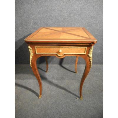 Table A Jeu Dit Dit Handkerchief Nineteenth Time In Marquetry And Gilt Bronze