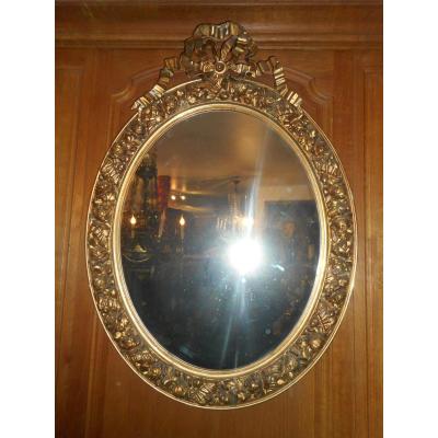 Grand Miroir Doré Ovale époque Début XIXe