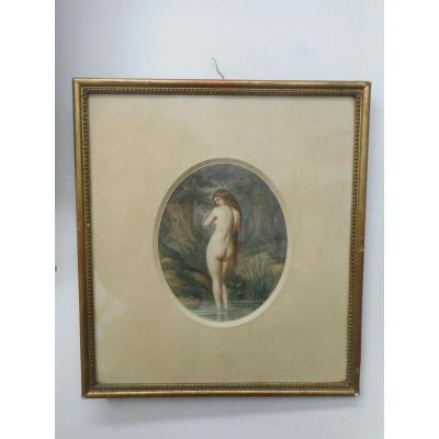 Aquarelle Femme Signé Louis Gabriel Morel-retz 1825-1899