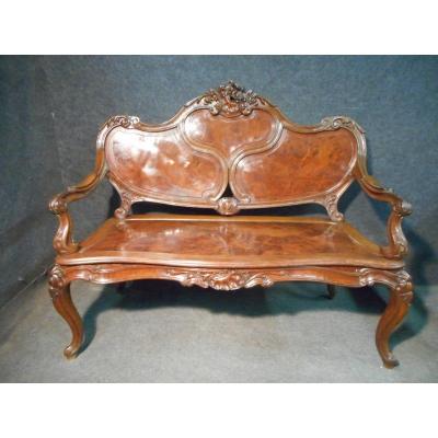 Bench In Burl Mahogany Napoleon III