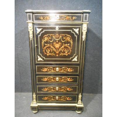 Armoirette In Marquetry And Gilt Bronze Napoleon III