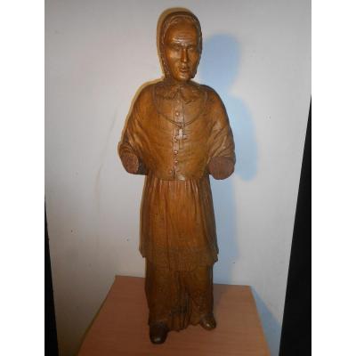 Large Religious Statue In Carved Lime 17th Century