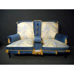 Canapé époque Napoléon III tissu Pierre Balmain