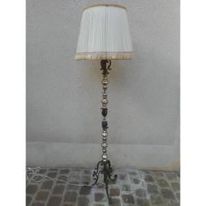 Murano Floor Lamp In Wrought Iron And Crystal