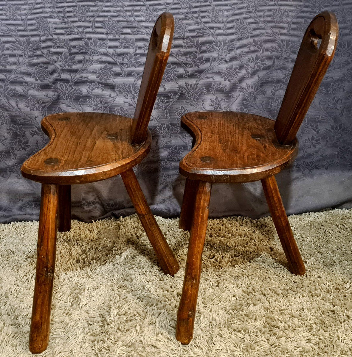 Pair Of Brutalist Tripod Chairs-photo-2