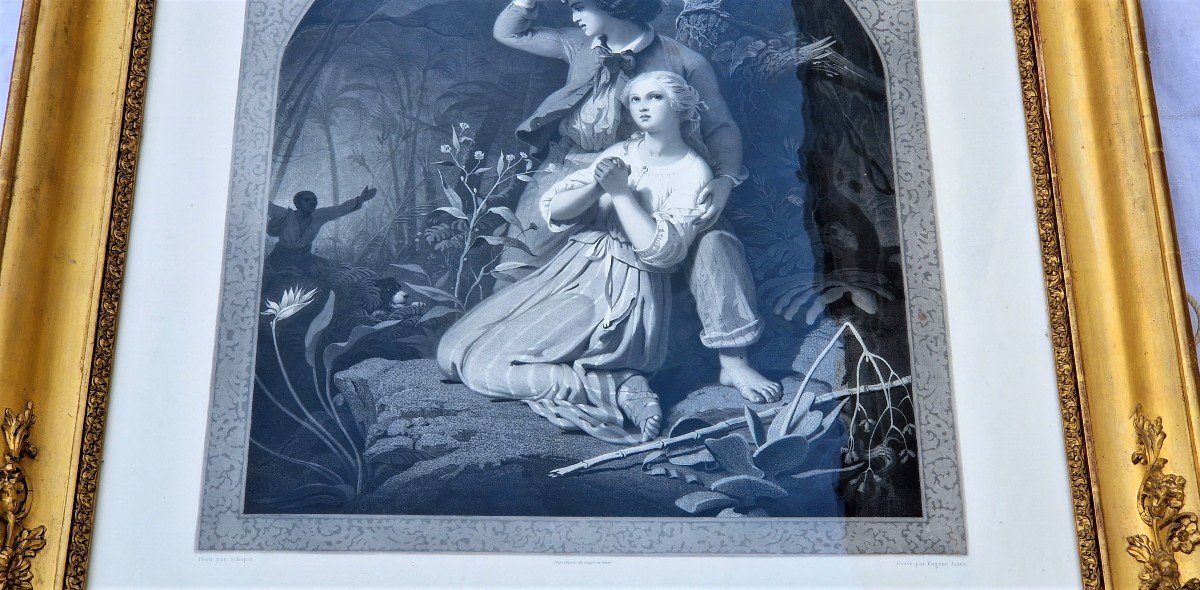 Engraving By Paul And Virginie Nineteenth-photo-3