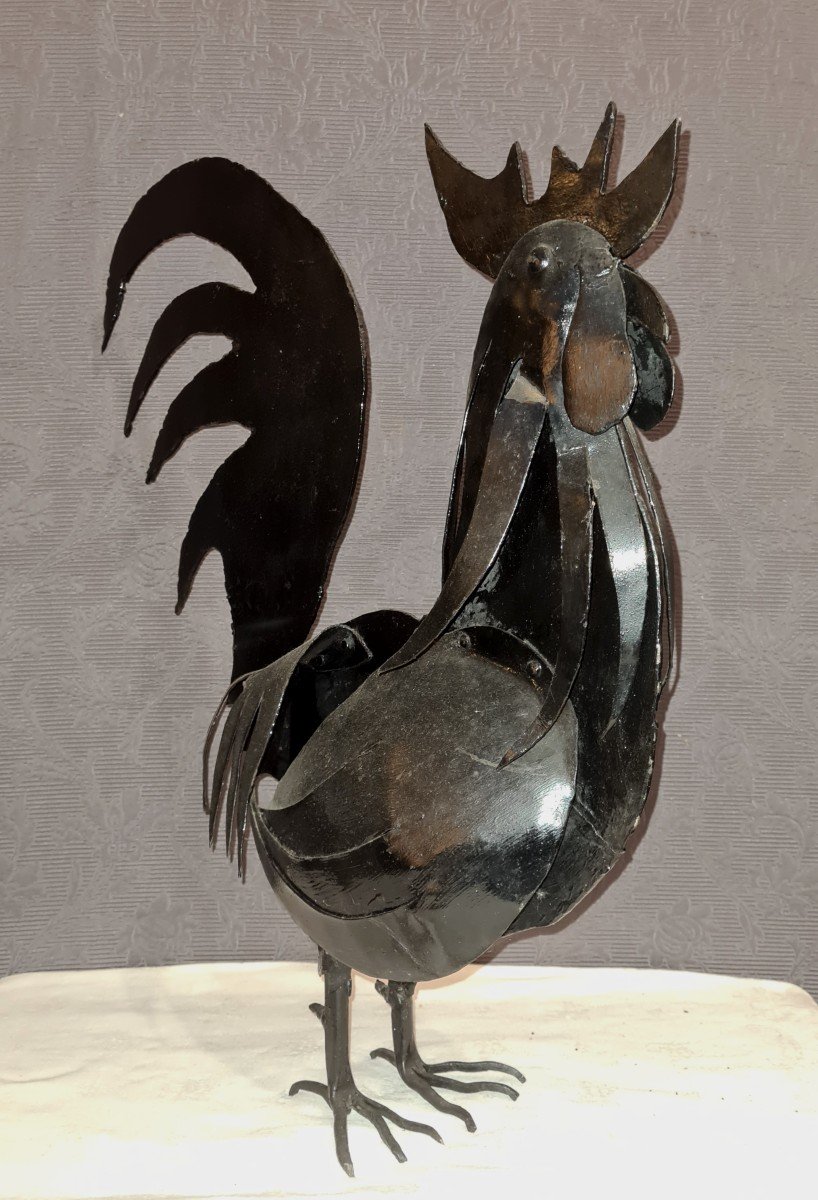 Rooster In Metal Middle Twentieth-photo-5