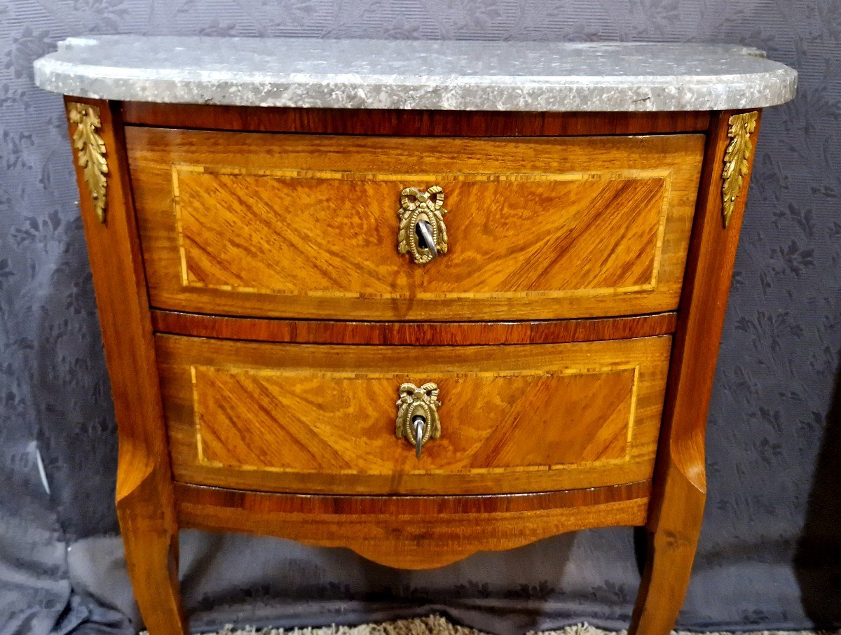 Small Marquetry Commode Mid 20th Century-photo-2