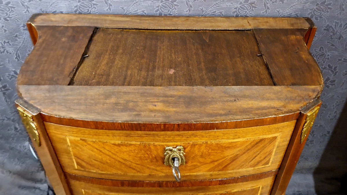 Small Marquetry Commode Mid 20th Century-photo-6