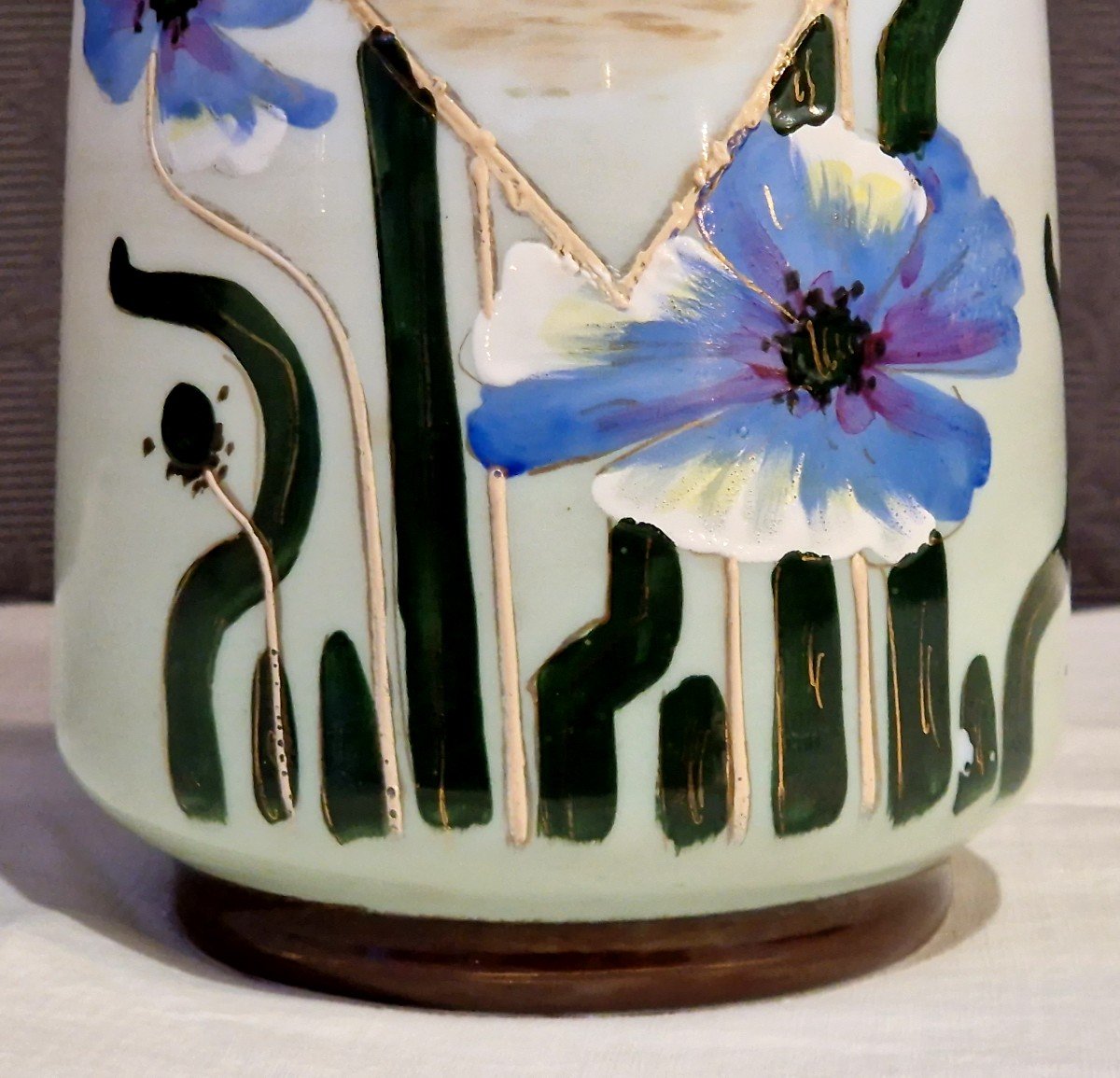 Art Nouveau Enameled Glass Vase-photo-4