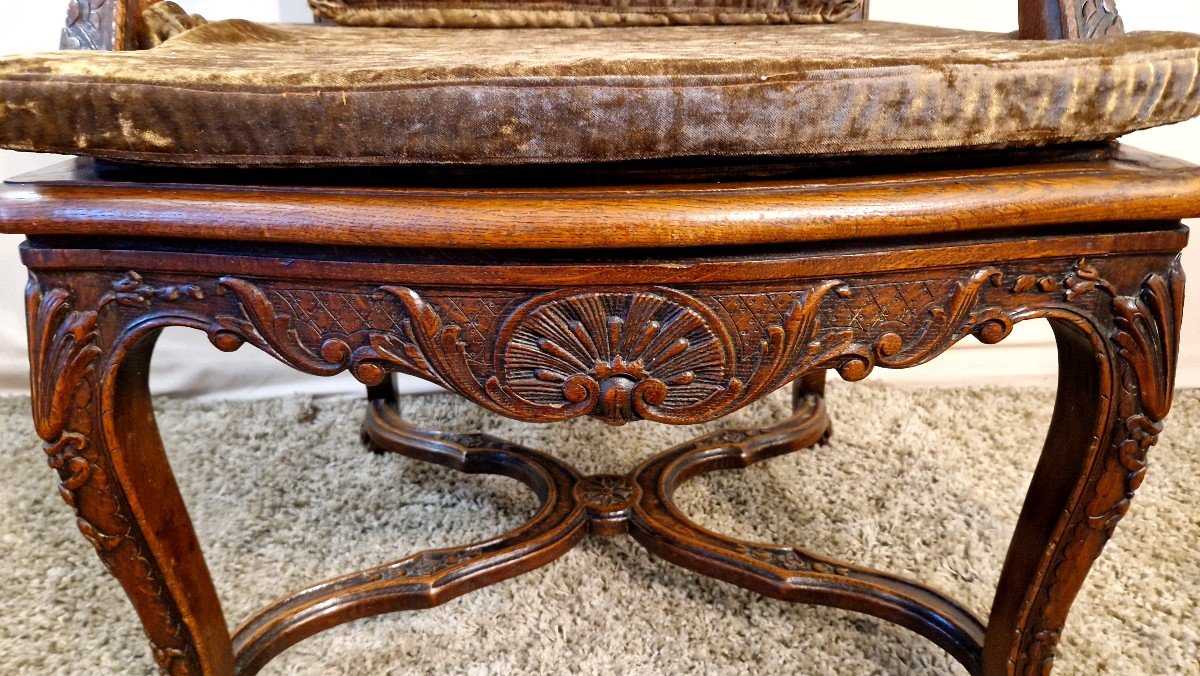 Louis XV Style Oak Armchair-photo-4