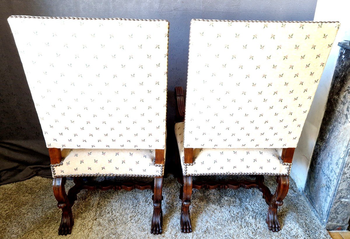 Pair Of Renaissance Armchairs In Walnut-photo-3