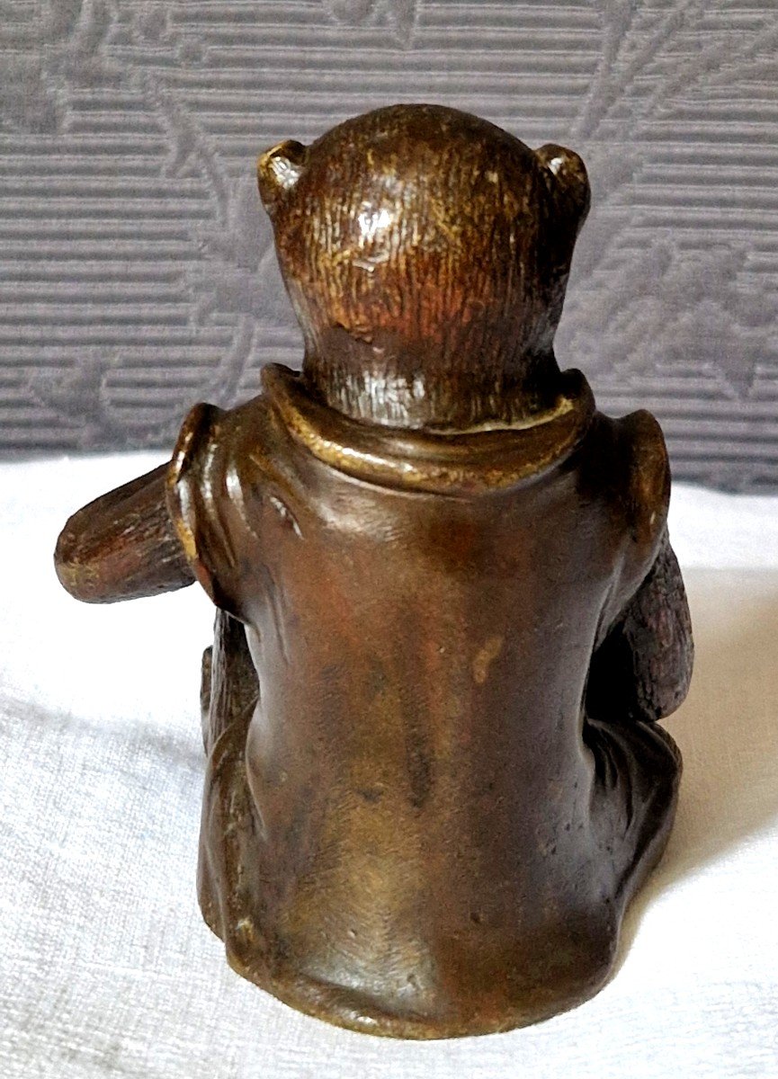 Seated Monkey In Bronze By Edouard Enot -photo-1