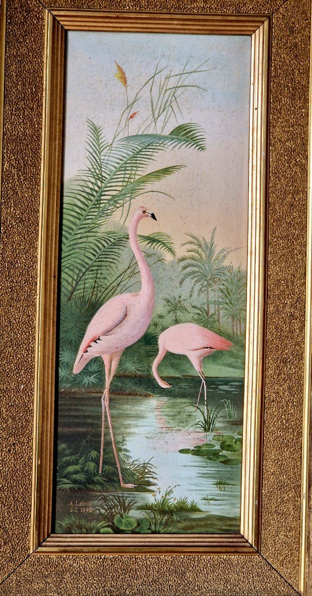 Art Nouveau Paintings Flamingo And Egrets -photo-3