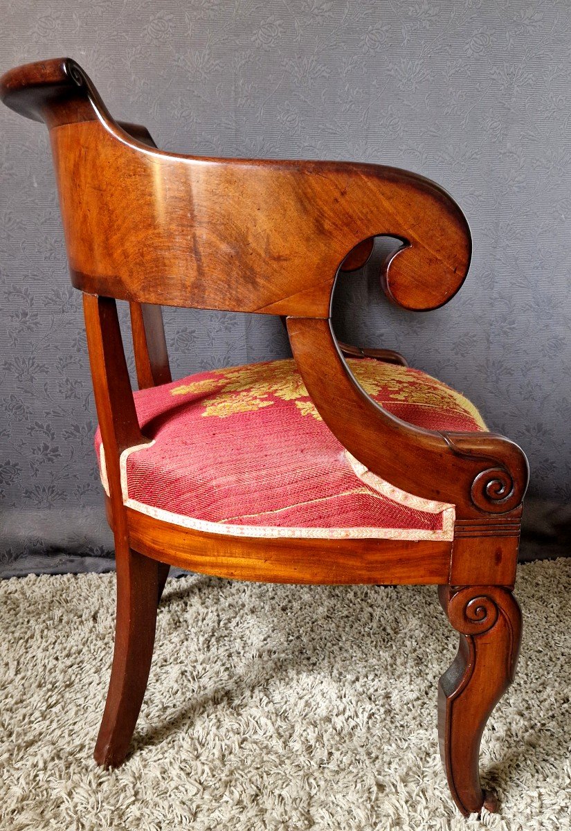 Gondola Office Armchair In Mahogany Restoration Period-photo-2