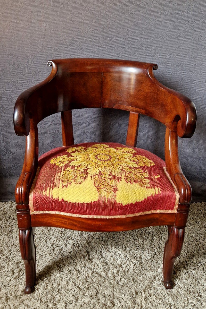 Gondola Office Armchair In Mahogany Restoration Period-photo-3