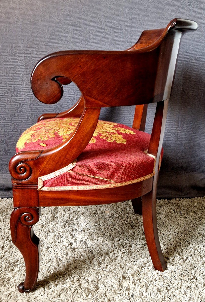 Gondola Office Armchair In Mahogany Restoration Period-photo-4