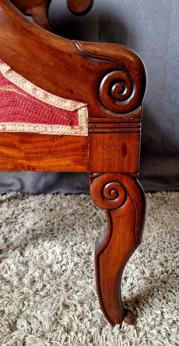 Gondola Office Armchair In Mahogany Restoration Period-photo-3