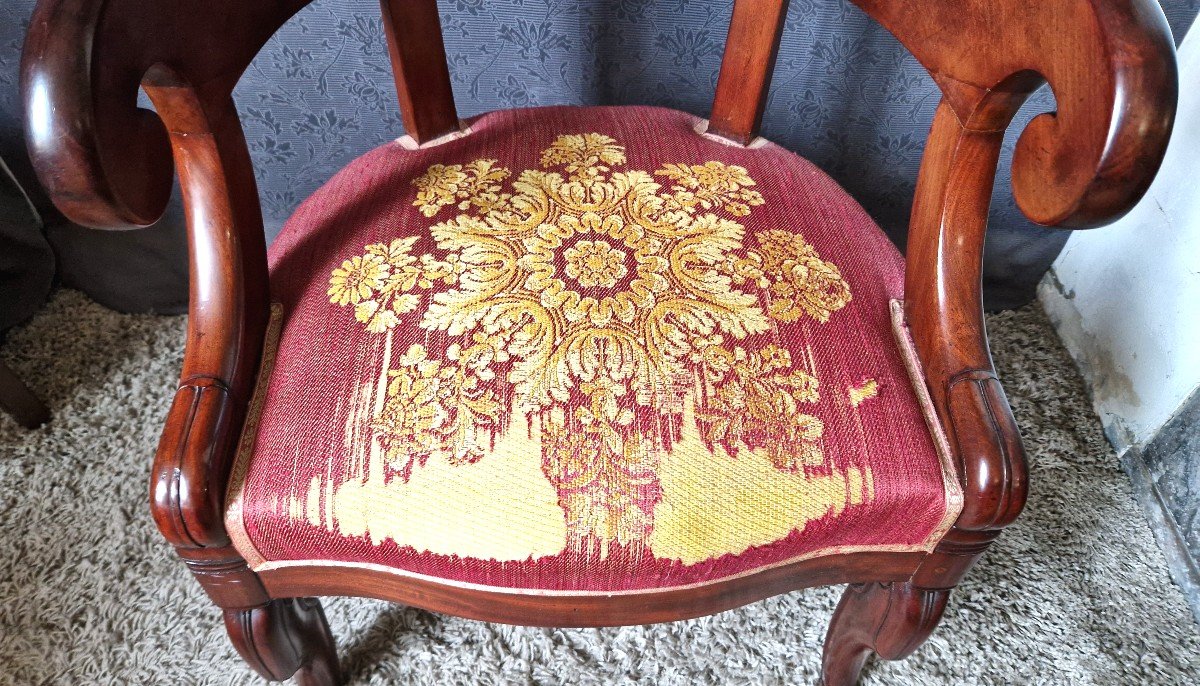 Gondola Office Armchair In Mahogany Restoration Period-photo-6