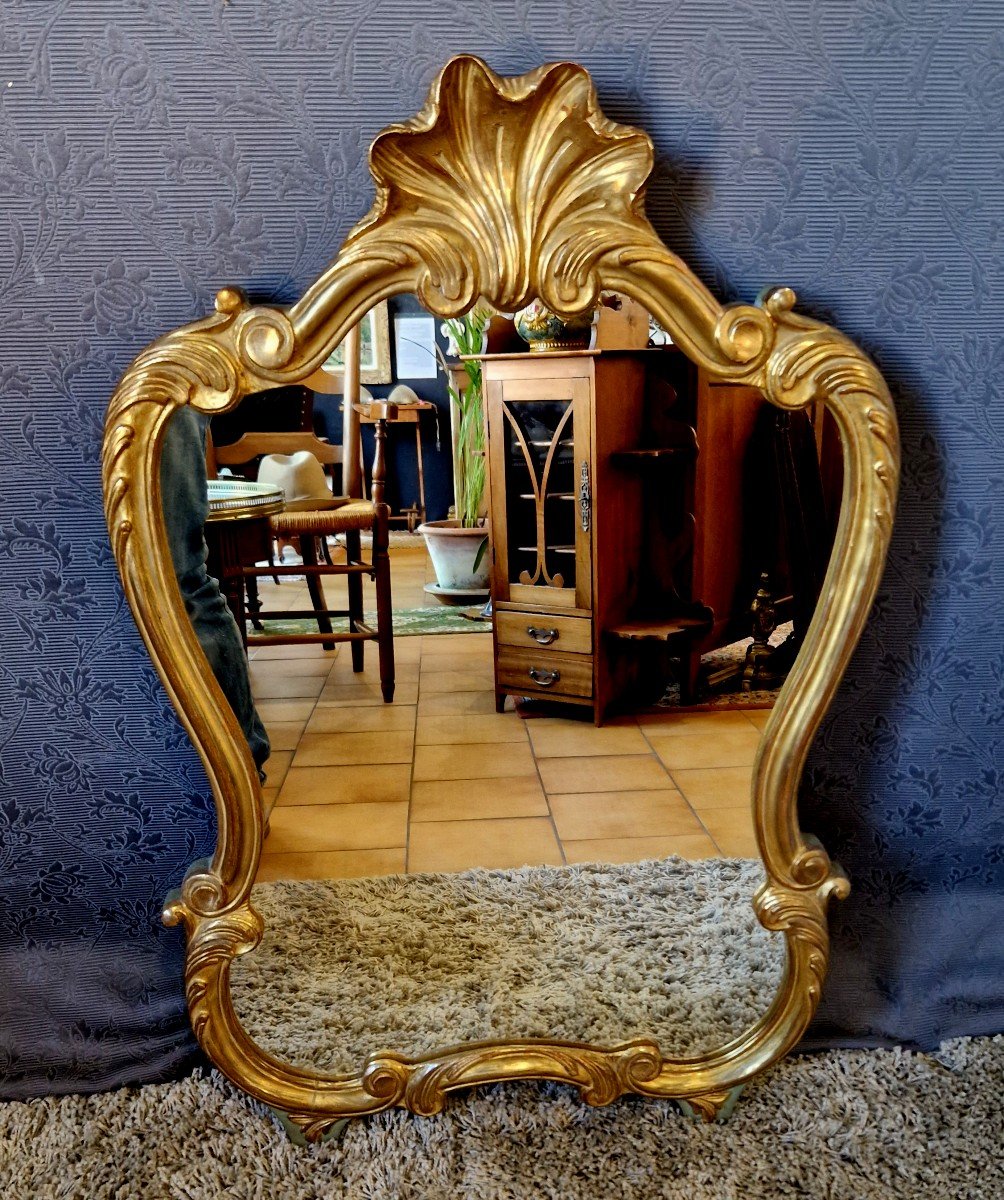 Miroir De Style Louis XV Doré XXe-photo-2