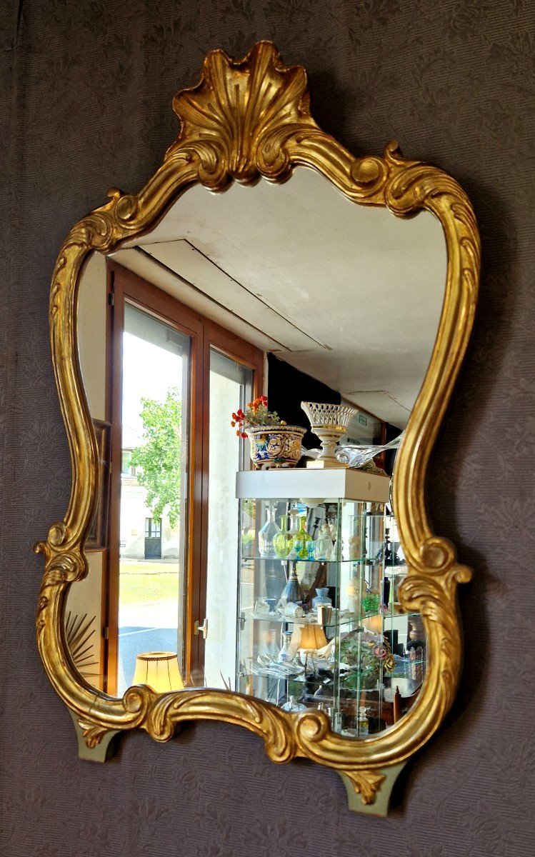 Miroir De Style Louis XV Doré XXe-photo-3