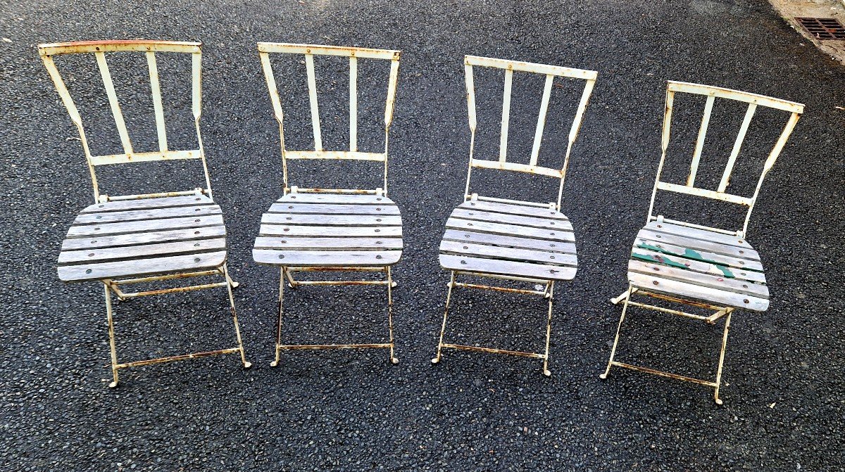 4 Slatted Garden Chairs