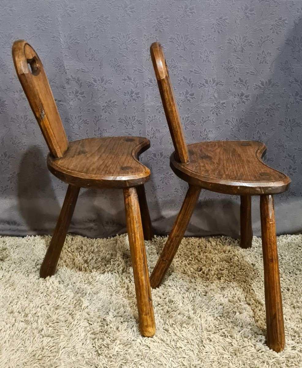 Pair Of Brutalist Tripod Chairs-photo-2