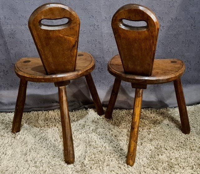 Pair Of Brutalist Tripod Chairs-photo-3