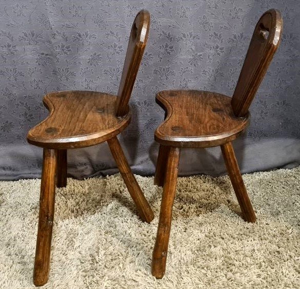 Pair Of Brutalist Tripod Chairs-photo-4