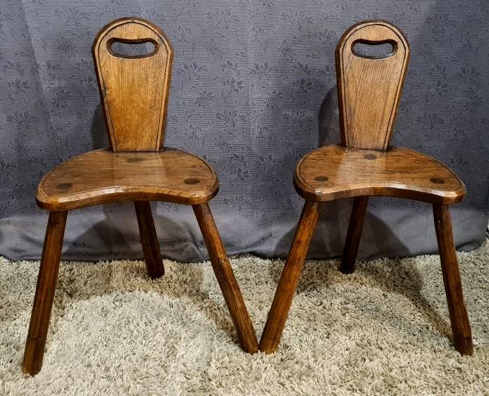 Pair Of Brutalist Tripod Chairs-photo-1