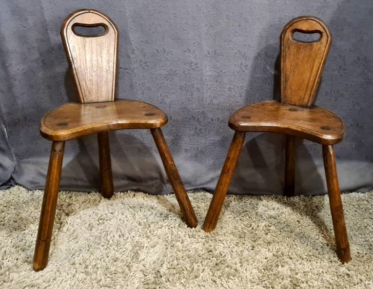 Pair Of Brutalist Tripod Chairs