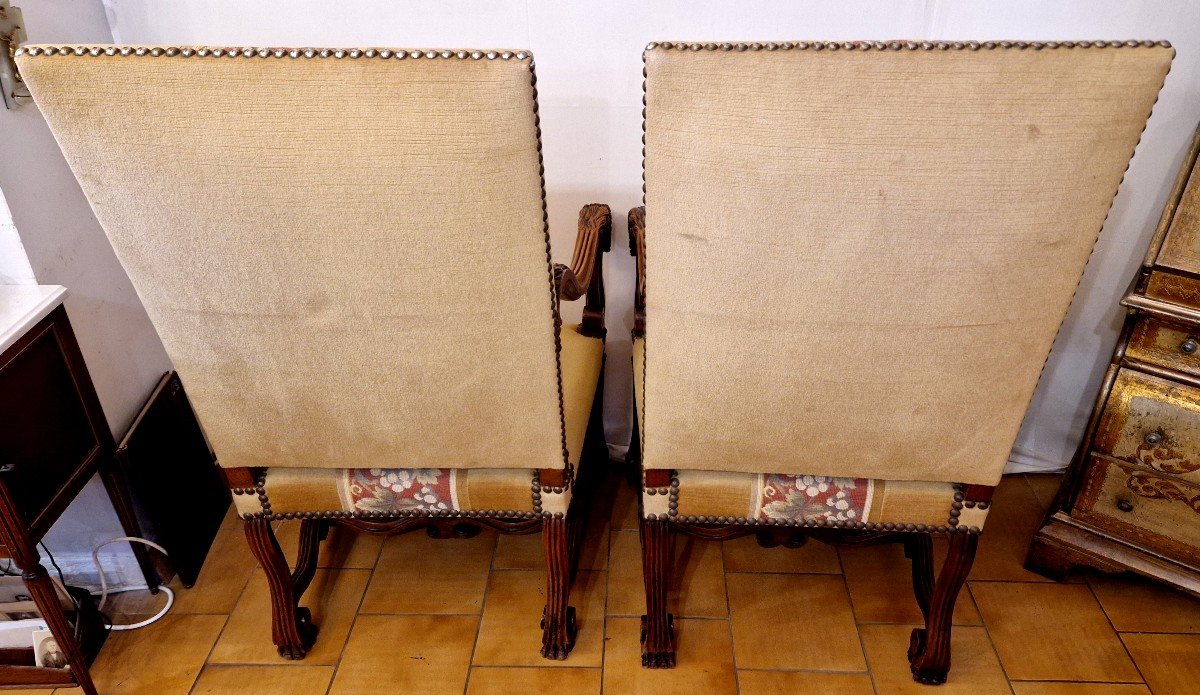 Pair Of 19th Century Renaissance Oak Armchairs-photo-3