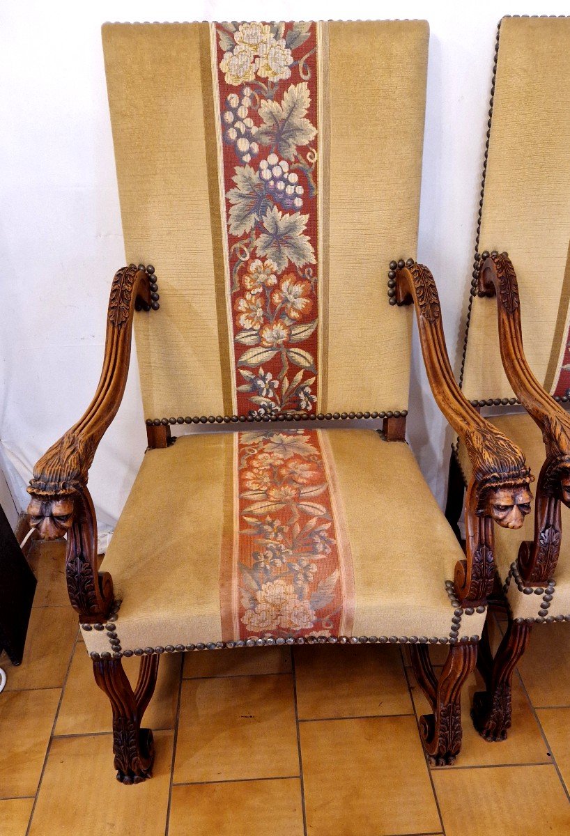 Pair Of 19th Century Renaissance Oak Armchairs-photo-1