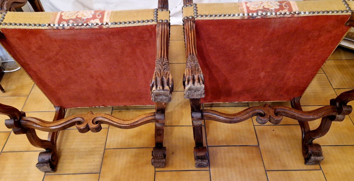 Pair Of 19th Century Renaissance Oak Armchairs-photo-8