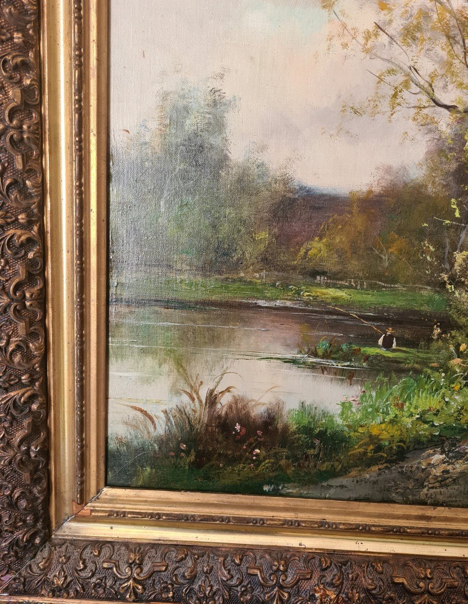 Huile de Dauphin Louis Etienne (1885 -1926) Bords de rivière-photo-4