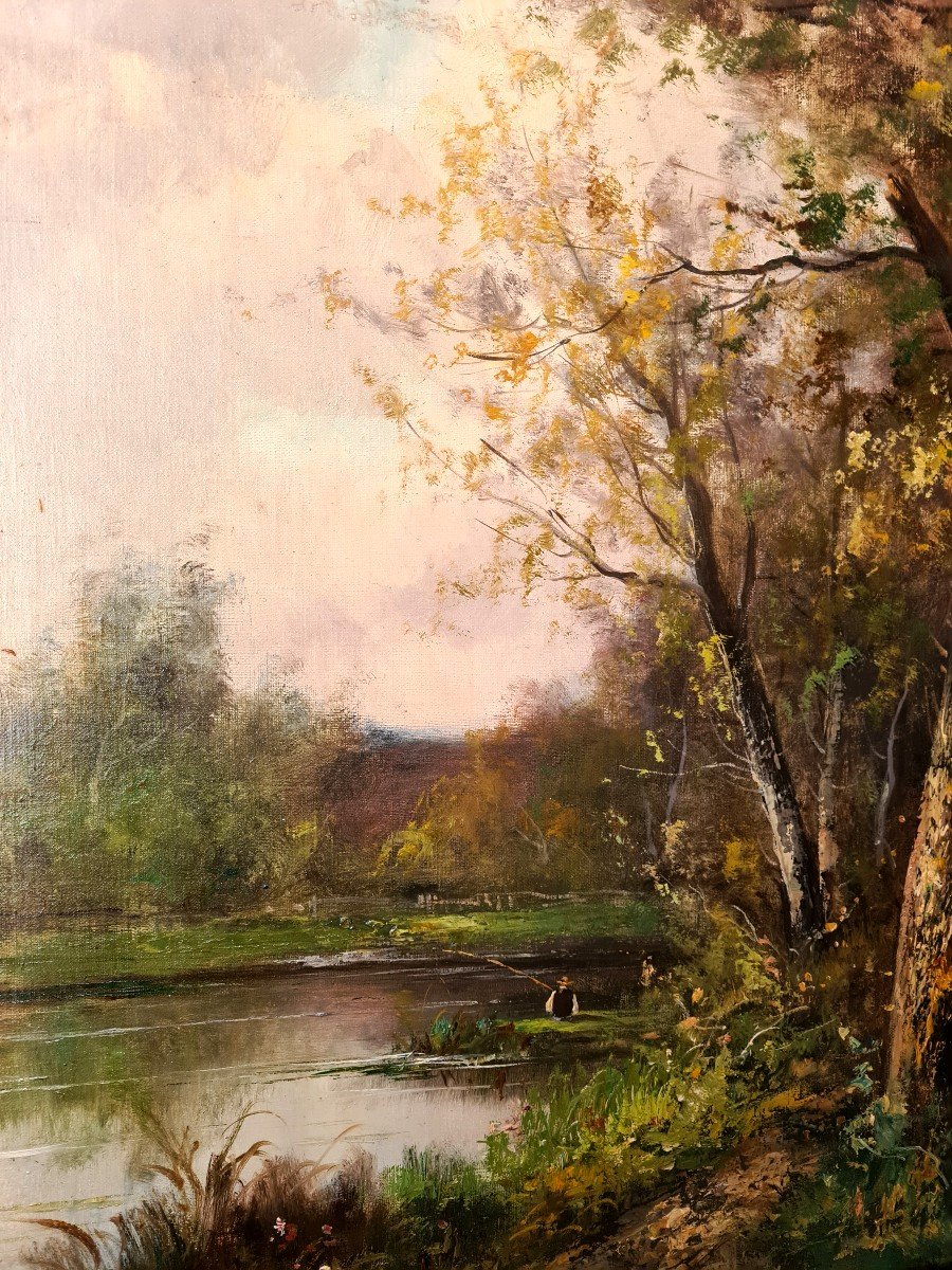 Huile de Dauphin Louis Etienne (1885 -1926) Bords de rivière