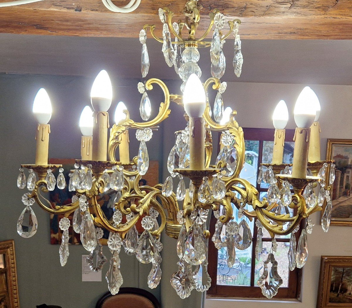 Large 9-light Cage Chandelier