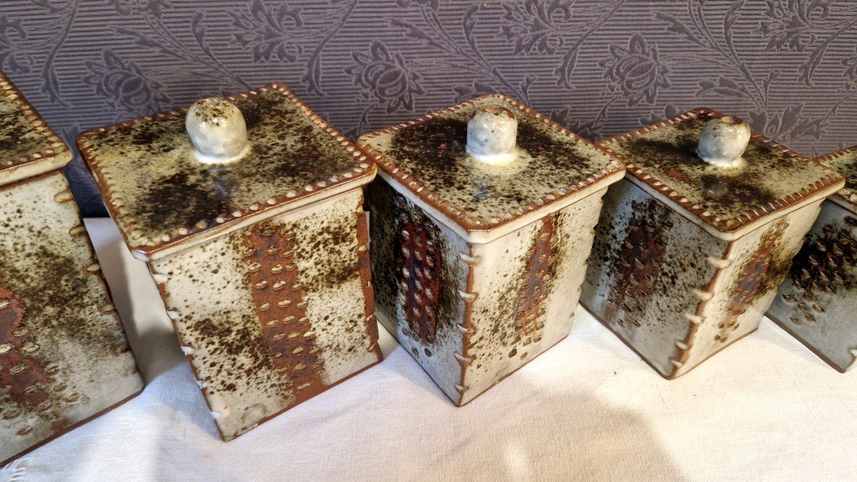 Set Of 5 Spice Pots In Enamelled Ceramic From Du Loir-photo-4