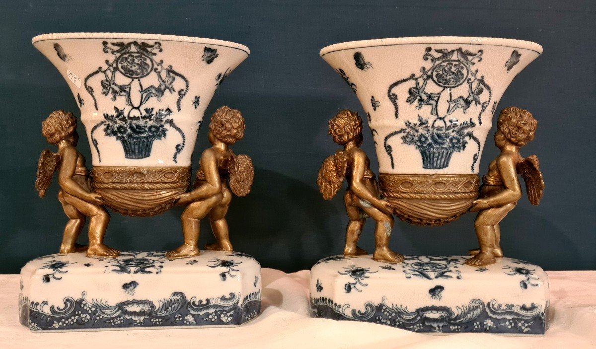 Pair Of Asian Centerpiece Vases-photo-3