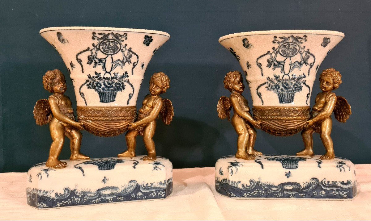 Pair Of Asian Centerpiece Vases