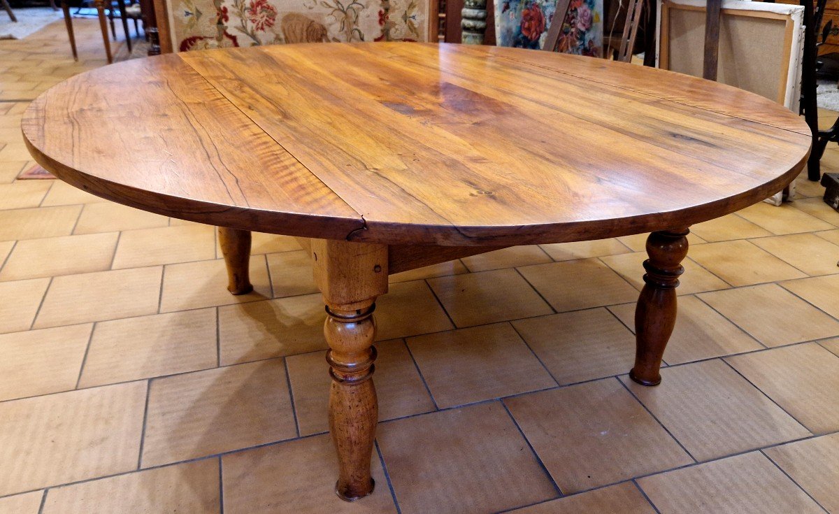 Table Basse Ronde En Noyer-photo-3