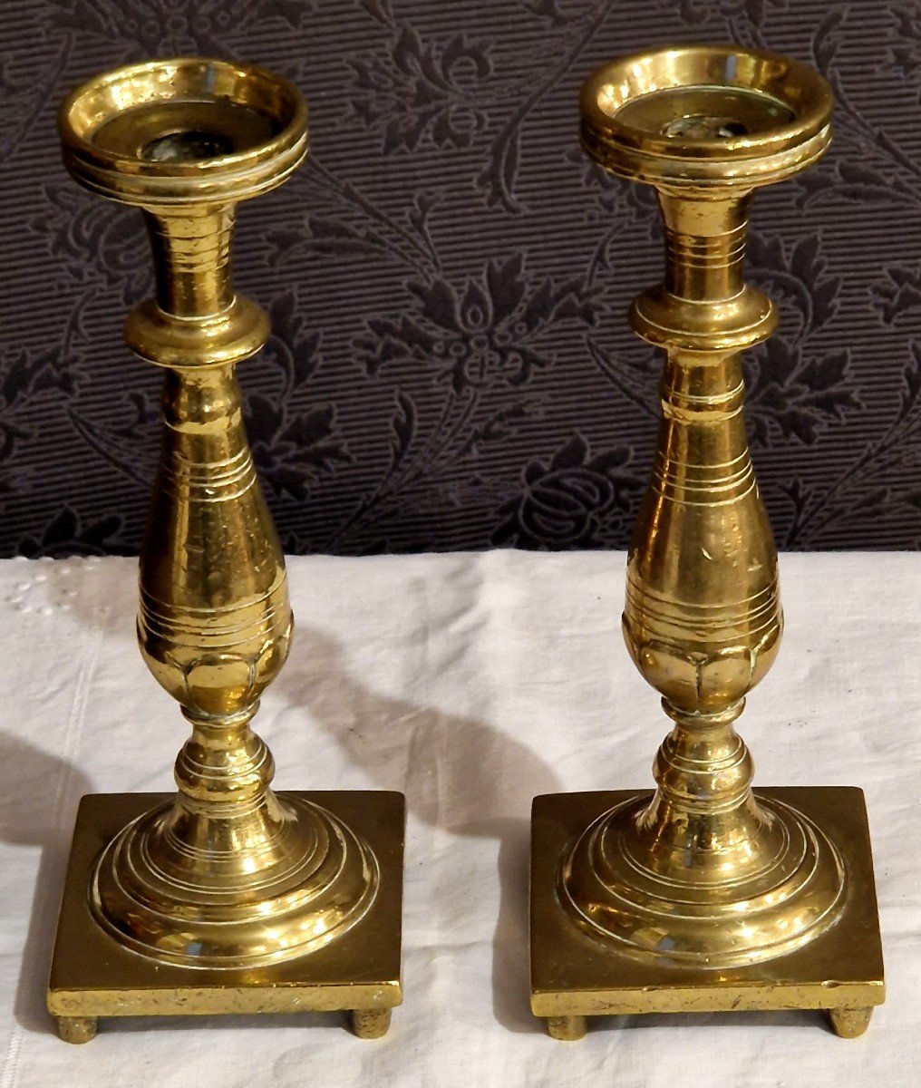 Pair Of Gilt Bronze Candlesticks -photo-2