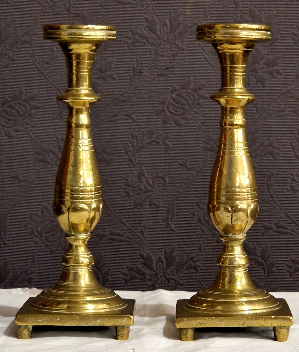 Pair Of Gilt Bronze Candlesticks 