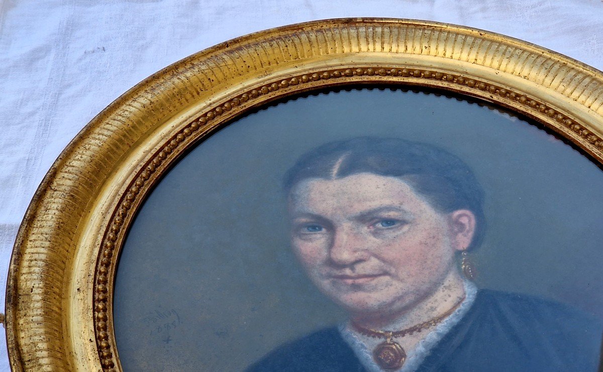 Pair Of 19th Century Pastel Portraits-photo-5