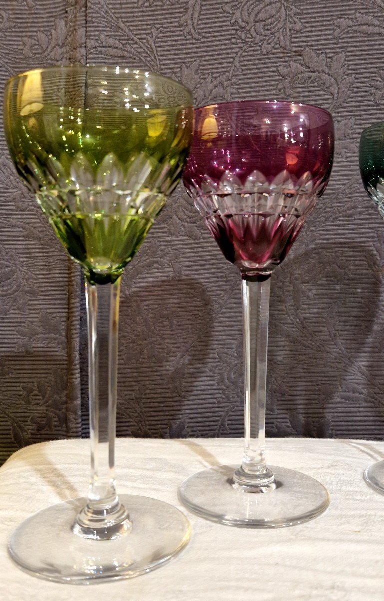 5 Val Saint Lambert Crystal Wine Glasses-photo-3