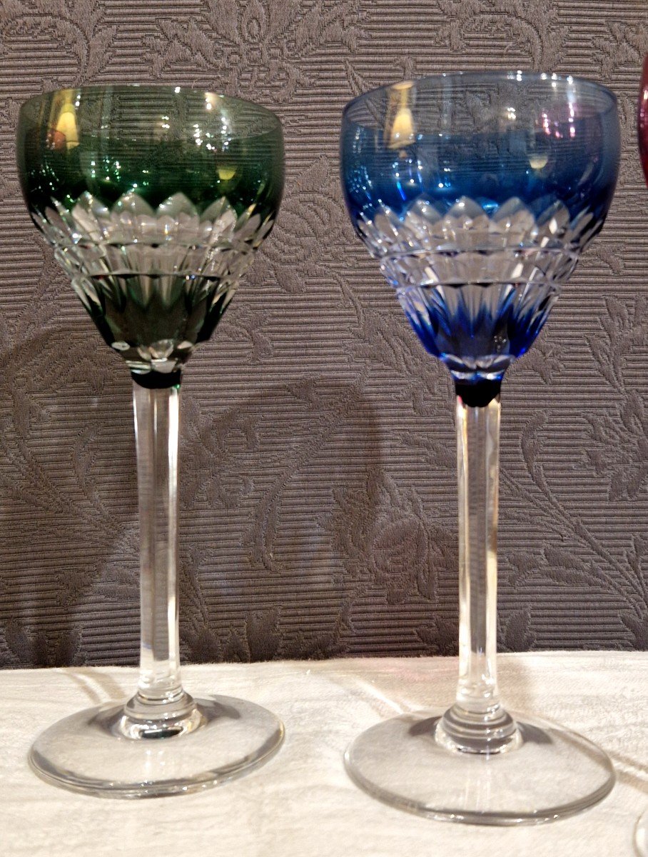 5 Val Saint Lambert Crystal Wine Glasses-photo-4