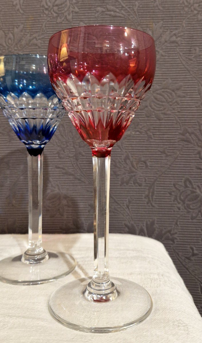 5 Val Saint Lambert Crystal Wine Glasses-photo-5